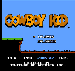 Cowboy Kid title screen for NES